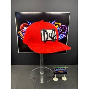 The Simpsons Duff Beer Red Baseball Cap Hat Flat Brim Adjustable 3D Logo